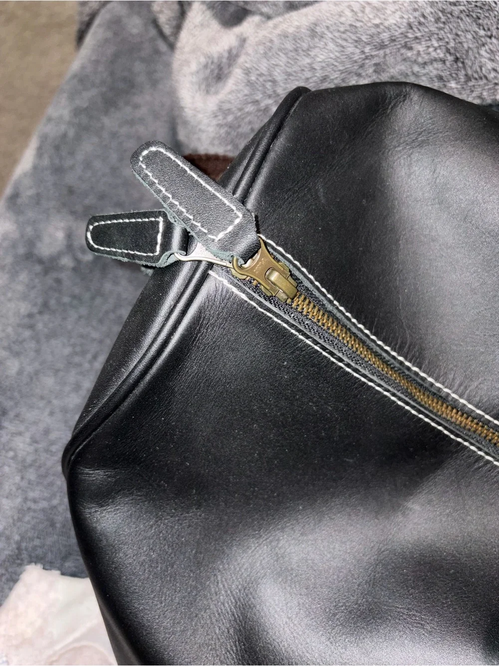 Mens Black Genuine Leather Overnight Duffel Bag Weekender Travel Carry-On 22”